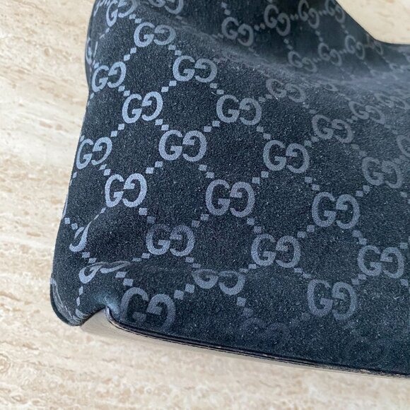 Vintage Gucci Tom Ford-era Guccissima Suede Metal Handle Hobo Bag - Picture 11 of 14